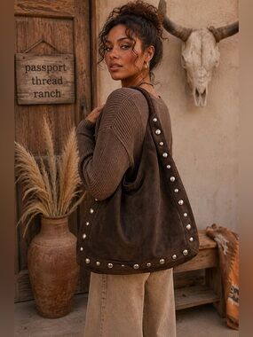 Free People See You Soon Studded Tote NWT